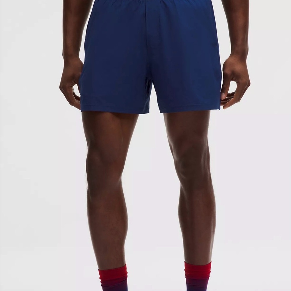 lululemon Pace Breaker Linerless Short 5" Men's Athletic Shorts - Navy Blue